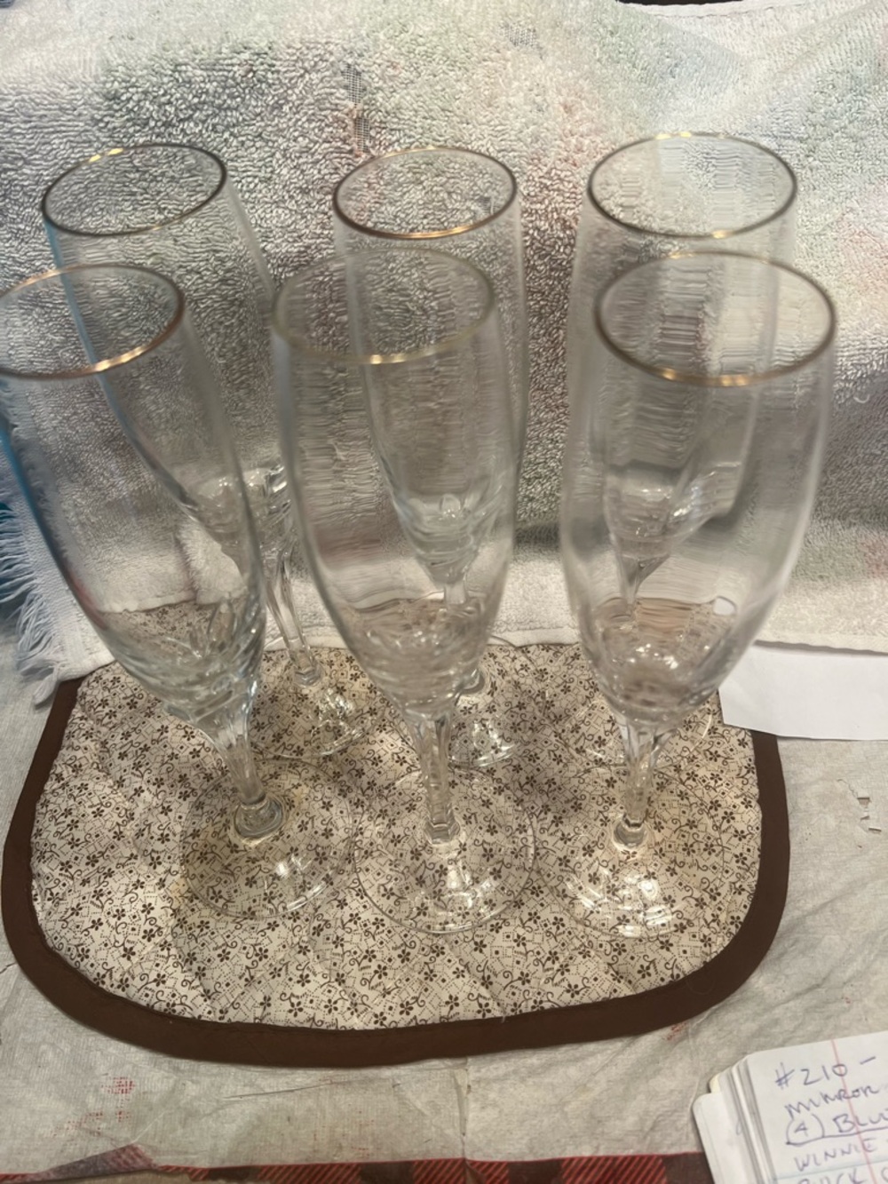 Gold-Rim Champagne Fluted  - Set of 6 Champagne Glasses with Long Stems
